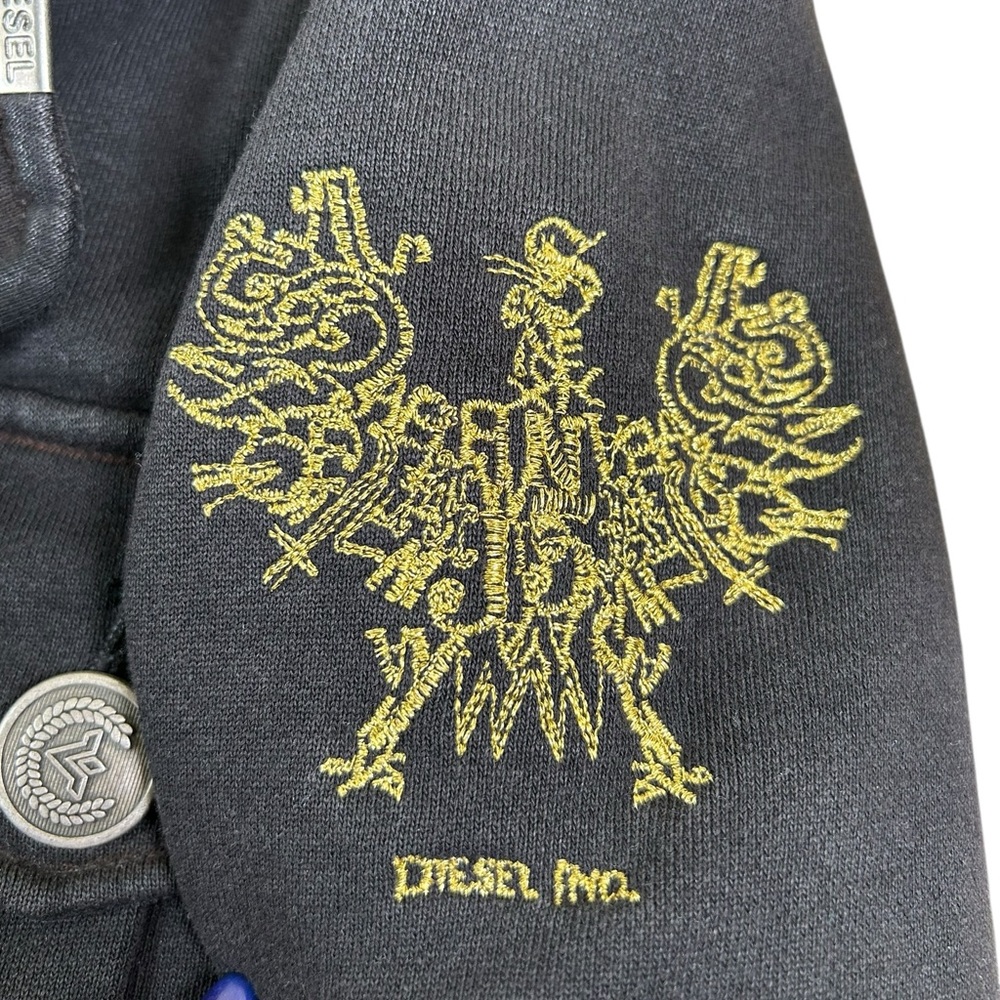 DIESEL Y2K Military Safari Fleece Jacket Embroidered Crest M - Picture 5 of 14